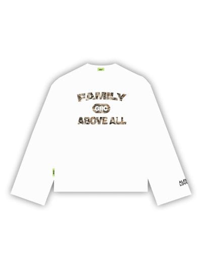 "Family Above All" Essential (Camo Logo) White Longsleeve™